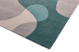 Teal Wool Handmade Modern Easy To Clean Abstract Dining Room Bedroom And Living Room Rug-120Cm X 170Cm - thumbnail 2