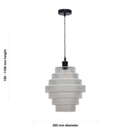 First Choice Lighting Set Of 2 Benson - 7 Tier Glass & Black Ceiling Pendant Lights - thumbnail 5