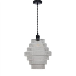 First Choice Lighting Set Of 2 Benson - 7 Tier Glass & Black Ceiling Pendant Lights - thumbnail 2