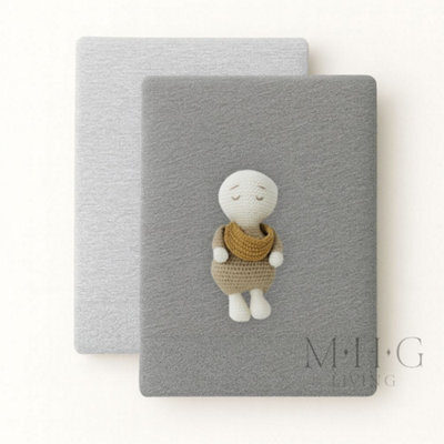 MHG Living 100% Cotton Jersey Fitted Cot Sheet - Soft And Breathable Baby Bedding - Grey & Silver Grey - Fits 120X60Cm