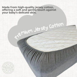 MHG Living 100% Cotton Jersey Fitted Cot Sheet - Soft And Breathable Baby Bedding - Grey & Silver Grey - Fits 120X60Cm - thumbnail 2