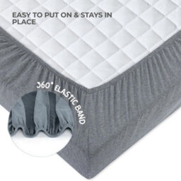 MHG Living 100% Cotton Jersey Fitted Cot Sheet - Soft And Breathable Baby Bedding - Grey & Silver Grey - Fits 120X60Cm - thumbnail 4