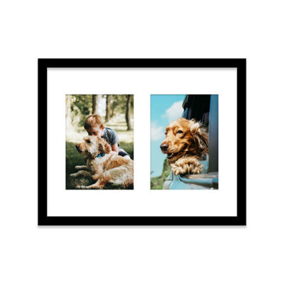 14X11 Inch 2 Opening Photo Collage Frame, Display Two 7X5 Inch Photos, Multi Aperture Family Picture Frame, Black - image 1