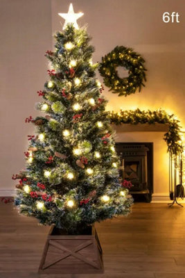 Christmas Tree World The 6Ft/180Cm Frosted Led Pine Fibre Optic Tree - image 1
