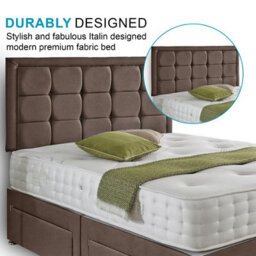 Dining Tables Dallas Matching Headboard Divan Set, 2 Drawer On Same Side With Sprung 1500 Comfort Mattress - Plush Taupe - King - thumbnail 3