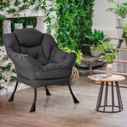 Gainoom Elegant Polyester Fabric Recliner Chair Lounge Armchair Grey - thumbnail 6