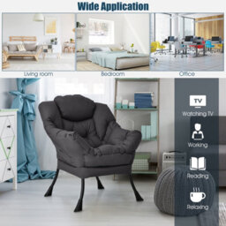 Gainoom Elegant Polyester Fabric Recliner Chair Lounge Armchair Grey - thumbnail 5