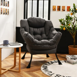 Gainoom Elegant Polyester Fabric Recliner Chair Lounge Armchair Grey - thumbnail 4