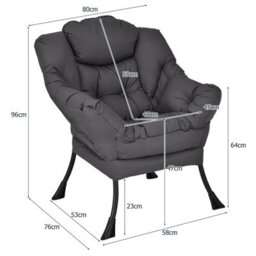 Gainoom Elegant Polyester Fabric Recliner Chair Lounge Armchair Grey - thumbnail 2