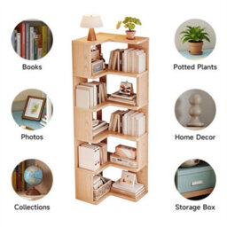 5 Tier Standing Book Shelves Corner Shelf Storage Wood Display Bookcase Unit - thumbnail 6