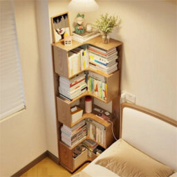 5 Tier Standing Book Shelves Corner Shelf Storage Wood Display Bookcase Unit - thumbnail 4