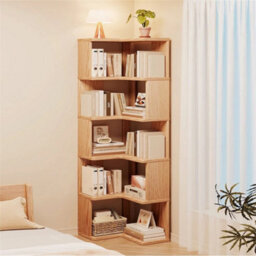 5 Tier Standing Book Shelves Corner Shelf Storage Wood Display Bookcase Unit