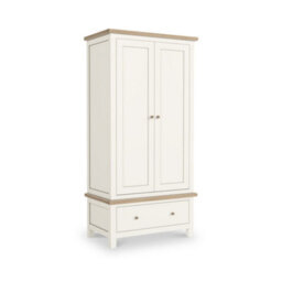 Farro Coconut White Double Wardrobe With Washed Oak Top - By Roseland Furniture - thumbnail 8