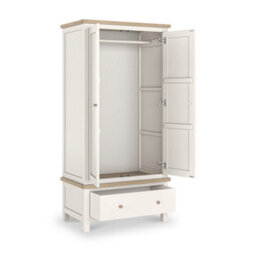 Farro Coconut White Double Wardrobe With Washed Oak Top - By Roseland Furniture - thumbnail 4