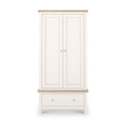 Farro Coconut White Double Wardrobe With Washed Oak Top - By Roseland Furniture - thumbnail 3