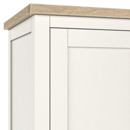 Farro Coconut White Double Wardrobe With Washed Oak Top - By Roseland Furniture - thumbnail 5