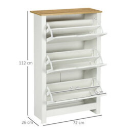 Wyld Haus Rokeha Narrow White Shoe Cupboard With 3 Tilt-Out Drawers - 72 X 26 X 112 Cm - Holds Up To 18 Pairs - thumbnail 4