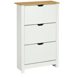 Wyld Haus Rokeha Narrow White Shoe Cupboard With 3 Tilt-Out Drawers - 72 X 26 X 112 Cm - Holds Up To 18 Pairs - thumbnail 2