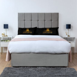 UKBEDFURNITURE Florence Grey Plush  Divan Bed Base With 26 Inch Headboard - No Storage - thumbnail 1