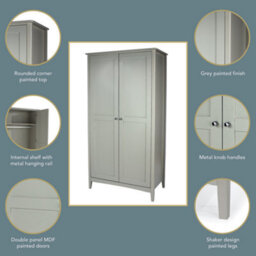 Core Products Como Light Grey 2 Door Wardrobe, H182.0Cm X W94.5Cm X D52.0Cm - thumbnail 8