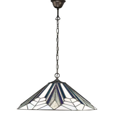 Luminosa Lighting Luminosa Astoria 1 Light Large Ceiling Pendant Dark Bronze, Tiffany Style Glass, E27 - image 1