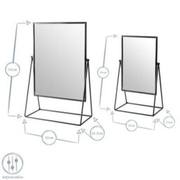 Harbour Housewares Metallic Vanity Mirror Set - 2 Piece Black Adjustable Tilt Dressing Table Mirror Sleek Modern Makeup Mirror - thumbnail 3