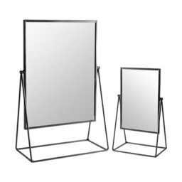 Harbour Housewares Metallic Vanity Mirror Set - 2 Piece Black Adjustable Tilt Dressing Table Mirror Sleek Modern Makeup Mirror - thumbnail 1
