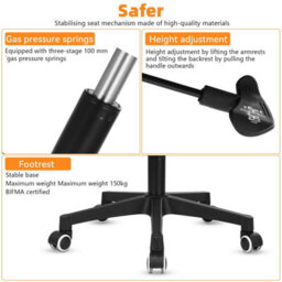 Office Chair Desk Chair Mesh Back High Back Swivel Chair With Flip-Up Armrest Uk - thumbnail 7
