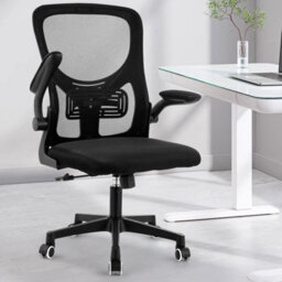 Office Chair Desk Chair Mesh Back High Back Swivel Chair With Flip-Up Armrest Uk - thumbnail 3