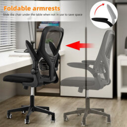 Office Chair Desk Chair Mesh Back High Back Swivel Chair With Flip-Up Armrest Uk - thumbnail 5
