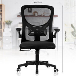 Office Chair Desk Chair Mesh Back High Back Swivel Chair With Flip-Up Armrest Uk - thumbnail 2