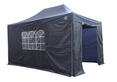 All Seasons Gazebos 3X4.5 Full Waterproof Pop Up Gazebo With 4 Lightweight Side Panels And Accessories Navy Blue