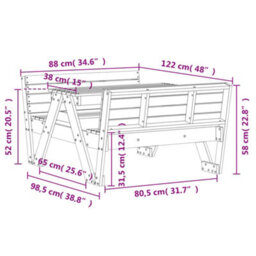 Berkfield Picnic Table For Kids White 88X122X58 Cm Solid Wood Pine - thumbnail 9