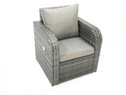 Fimous Outdoor Garden Furniture Set Rattan Sofa Dining Table Set With Reclining Chair Dark Grey Mixed - thumbnail 3