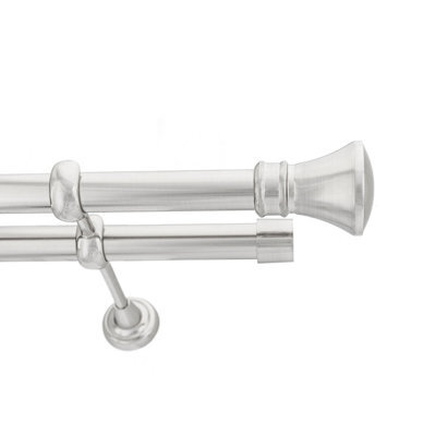 Toolty Double Metal Curtain Pole 25/25mm With Finials Rod Cassic Brackets Liberty 350Cm Inox