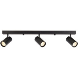 Loops Matt Black Ceiling Spot Light - 3 X 7W Led Gu10 Bar Plate - Dimmable Modern Industrial Style - thumbnail 1