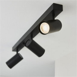 Loops Matt Black Ceiling Spot Light - 3 X 7W Led Gu10 Bar Plate - Dimmable Modern Industrial Style - thumbnail 3