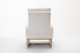 Matteo Mid-Century Modern Teddy Fabric Rocking Chair - Comfortable Beige Upholstered Seat - thumbnail 3