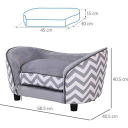 Raised Dog Bed Plush Cushion Wooden Frame Small Pet Cat Sofa - thumbnail 2