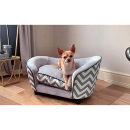 Raised Dog Bed Plush Cushion Wooden Frame Small Pet Cat Sofa - thumbnail 6