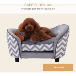 Raised Dog Bed Plush Cushion Wooden Frame Small Pet Cat Sofa - thumbnail 5