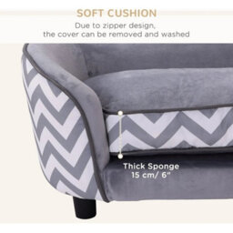 Raised Dog Bed Plush Cushion Wooden Frame Small Pet Cat Sofa - thumbnail 4