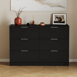 Lassic Vida Designs Trega Black 6 Drawer Bedroom Chest (H) 800mm X (W) 1110mm X (D) 360mm - thumbnail 4
