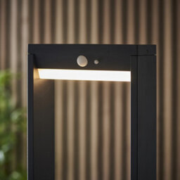 Luminosa Lighting Luminosa Dannah Modern Solar Powered Led Box Shaped Bollard Lamp Textured Black, Pir Motion & Day Night Sensors, Warm White, Ip44 - thumbnail 5