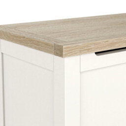 Farro Coconut White Blanket Box With Washed Oak Top - Fully Assembled By Roseland Furniture - thumbnail 5
