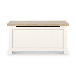 Farro Coconut White Blanket Box With Washed Oak Top - Fully Assembled By Roseland Furniture - thumbnail 4