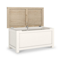 Farro Coconut White Blanket Box With Washed Oak Top - Fully Assembled By Roseland Furniture - thumbnail 3