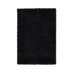 Black Handmade Rug, 50mm Thickness Plain Shaggy Rug, Modern Luxurious Black Rug For Bedroom, & Diningroom-67 X 200Cm (Runner) - thumbnail 1