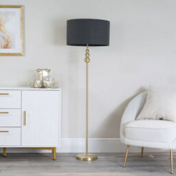Valuelights Marissa Gold Stacked Ball Floor Lamp With Charcoal Grey Drum Shade - Led Bulb Included - thumbnail 4
