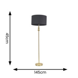 Valuelights Marissa Gold Stacked Ball Floor Lamp With Charcoal Grey Drum Shade - Led Bulb Included - thumbnail 6